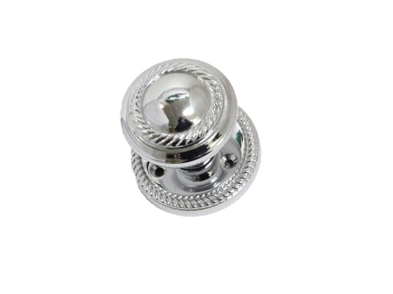 EDH Door Hardware Polished Chrome Georgian Round Door Knobs with Tubular Latch – 1 Pair