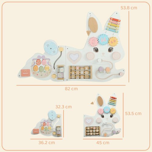 AIYAPLAY Busy Board Panels, Wall Mounted, Easter Bunny, White