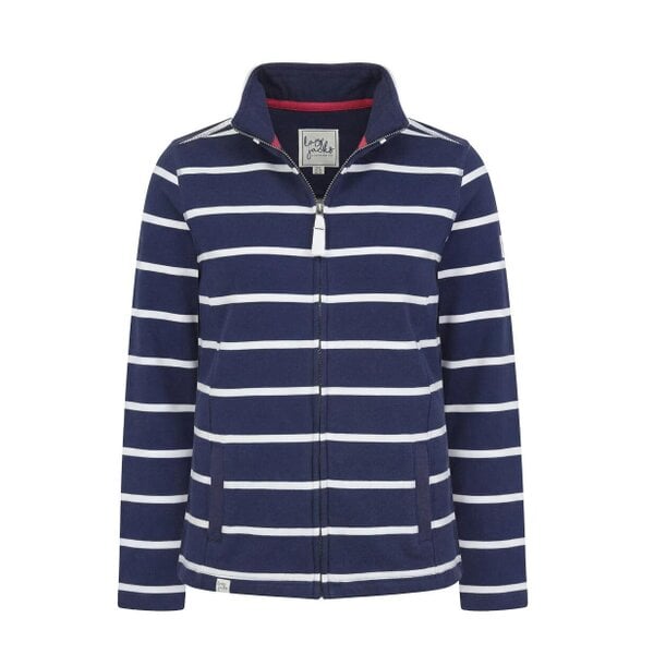 Lazy Jacks LJ32 - Ladies Striped Full Zip Sweatshirt - White