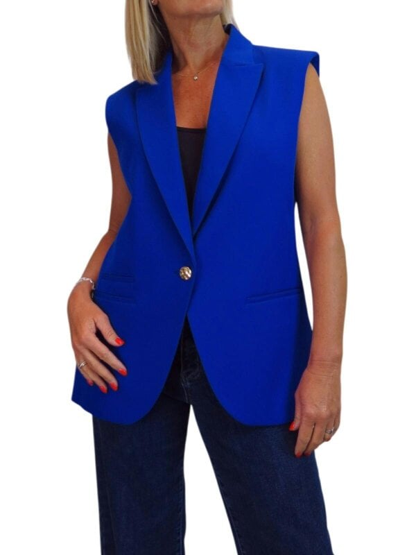 Paulo Due Oversized Sleeveless Blazer Waistcoat - Royal Blue