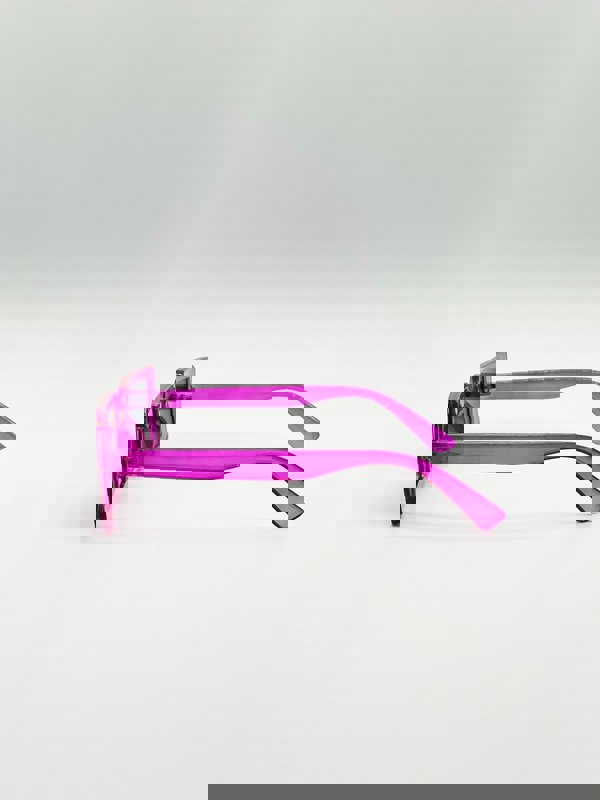 SVNX Square Frame Sunglasses in Hot Pink with Black Lens