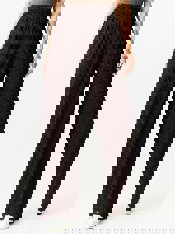 Gini London Chocolate Textured Elastic Waist Pull On Trousers