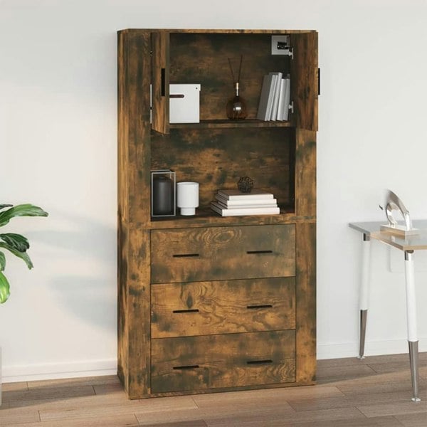 Berkfield Wall Cabinet Smoked Oak 80x33x80 cm Engineered Wood