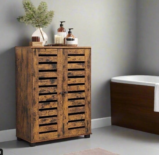 Modcraft Rustic Bathroom Floor Cabinet – Storage Unit with Doors & Adjustable Shelf