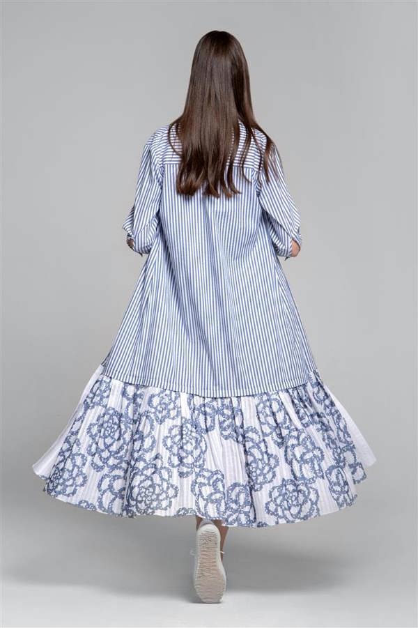 Rumour London Santorini belted striped shirt dress with embroidered panel