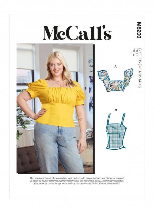 McCalls 8200 Paper Sewing Pattern – Women's Top, Intermediate