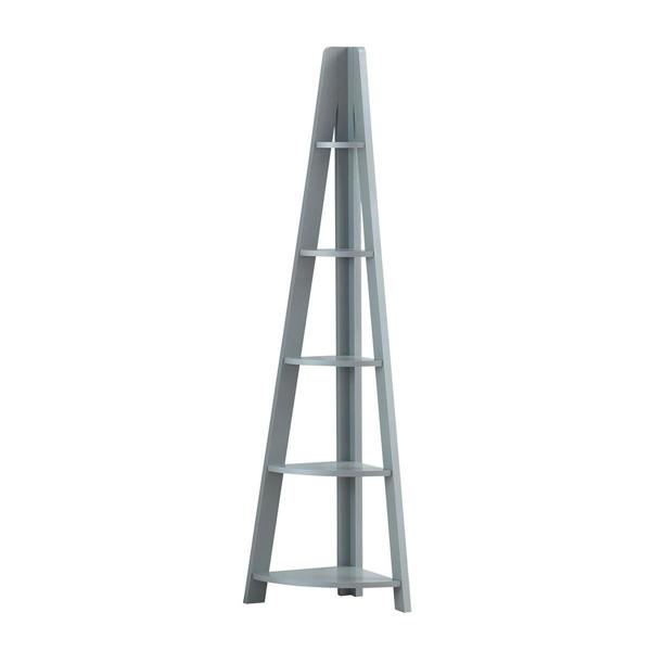 Timber Art Design Riva Scandinavian Retro 5 Tier Corner Ladder Bookcase Shelf Unit