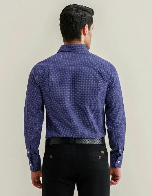 Men's Easy Care Patterned Shirt – Egyptian Blue