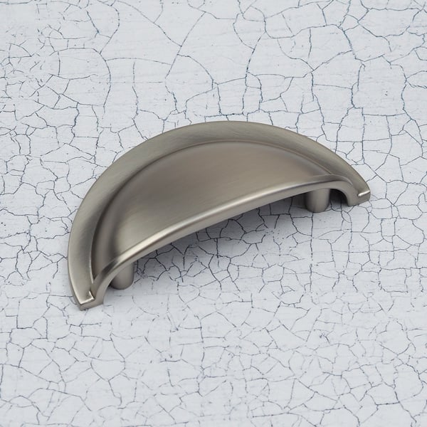 Handle & Home Brushed Nickel Cup Handle & Coordinating Round Knobs