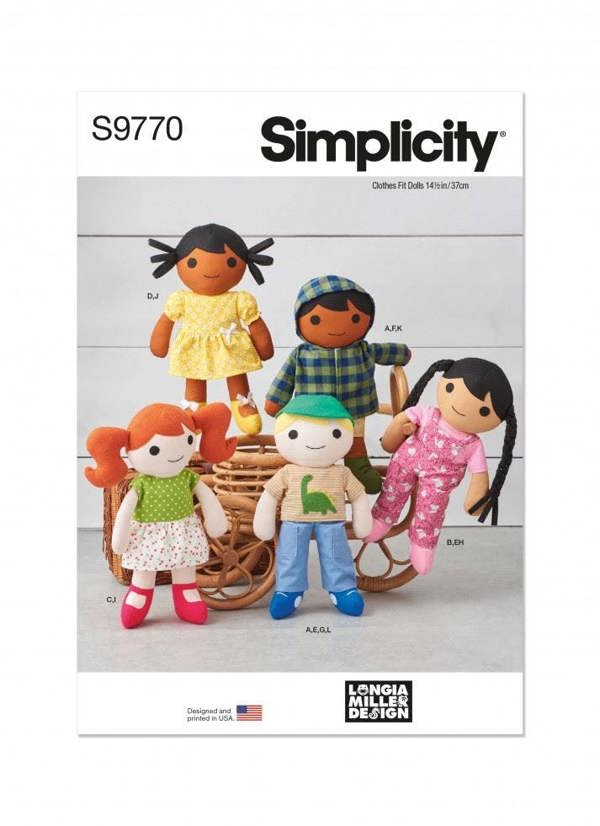 Simplicity Sewing Pattern 9770, Doll Clothes, Toys One Size - Intermediate
