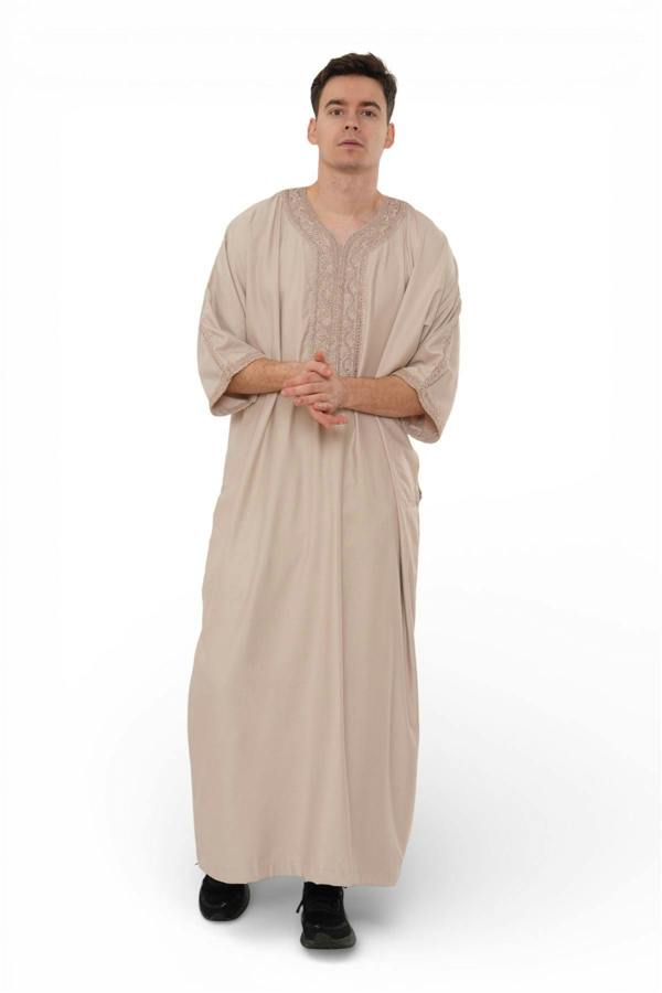 Infinity Leather Men's Moroccan Thobe Robe Djellaba Gandoura Eid Jubba- HM66