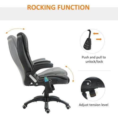 Bobobiy 6-Point Massage Office Chair with Seat Heated, 360, Black