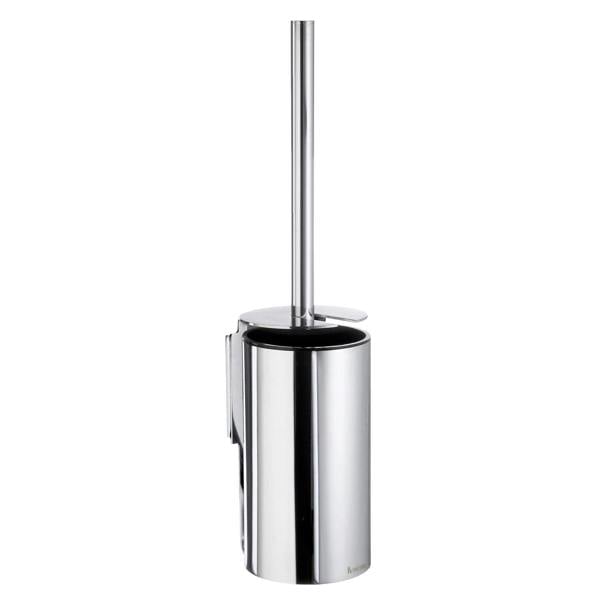 Polished chrome toilet brush and holder