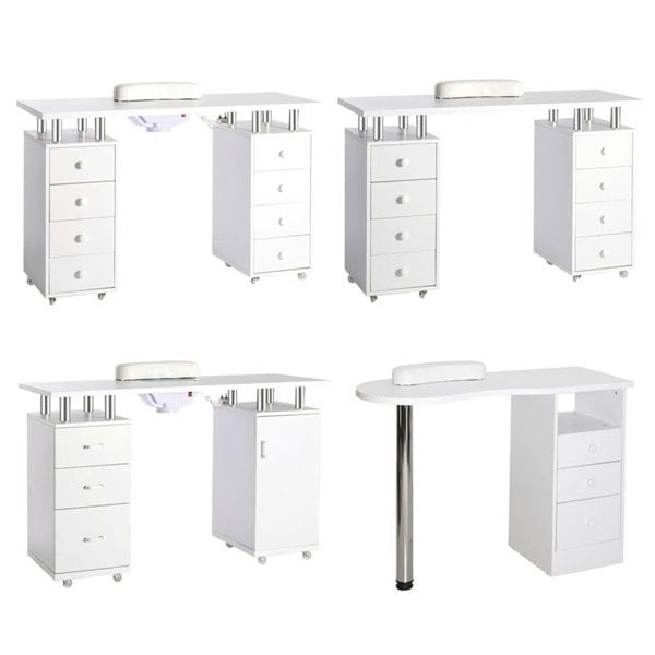 8-drawer Manicure Station Nail Beauty Table on Wheels for Salons Living and Home