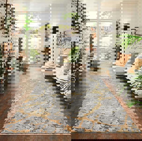 Smart Living Venice Modern Shimmer Rug - Ochre