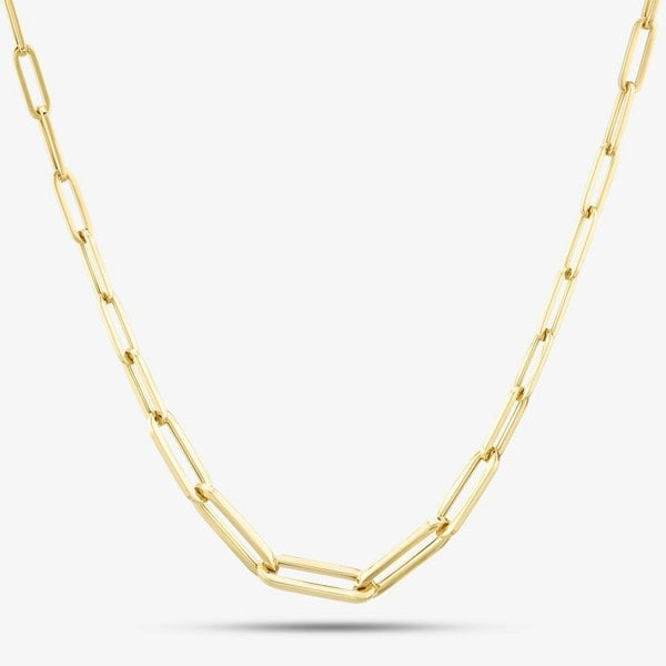 T. H. Baker 9ct Yellow Gold Elongated Oval Link Necklace CA017-18