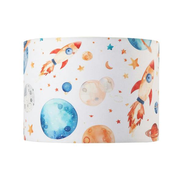 Colourful Space Themed Kids Lamp Shade with Rockets Planets and Stars Image 4