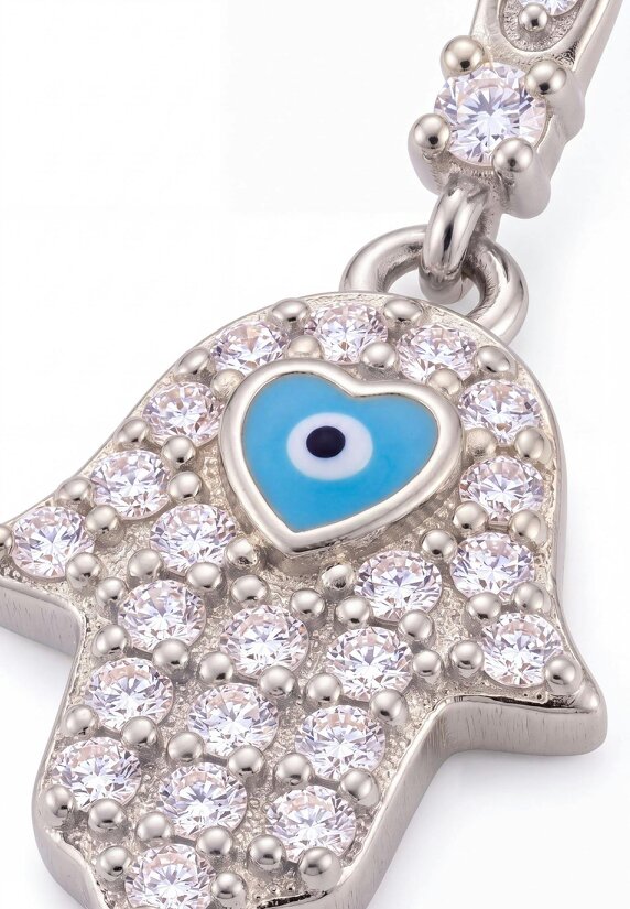 Latelita Hamsa Hand Drop Earrings Silver