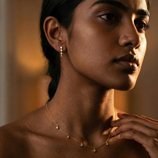 Gold Trip Crystal Gemstone Asymmetric Earrings