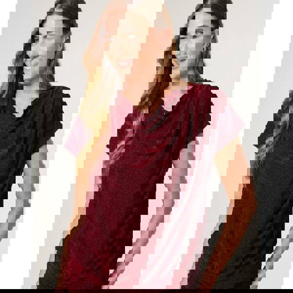 Blue Vanilla Lurex Cowl Neck Draped Top