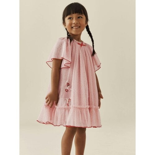 Cath Kidston Girls Dancing Mesh Dress - Pale Pink