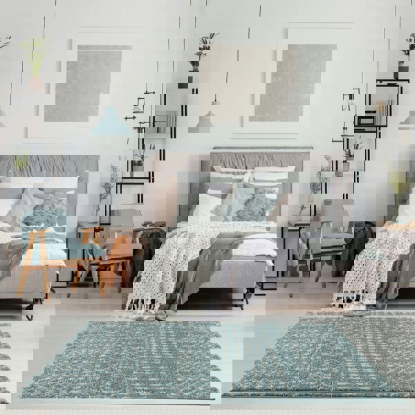 Shaggy blue rug High Quality Elegant Moroccan Pattern