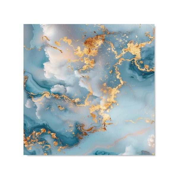 Warren Reed - Designer Blue And Gold Marble Effect Kitchen Splashback