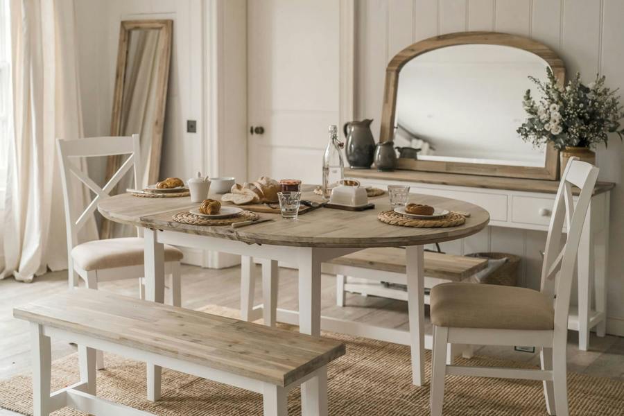 Statement Furniture Florence Round Oval Extendable Kitchen Dining Table 115-160cm