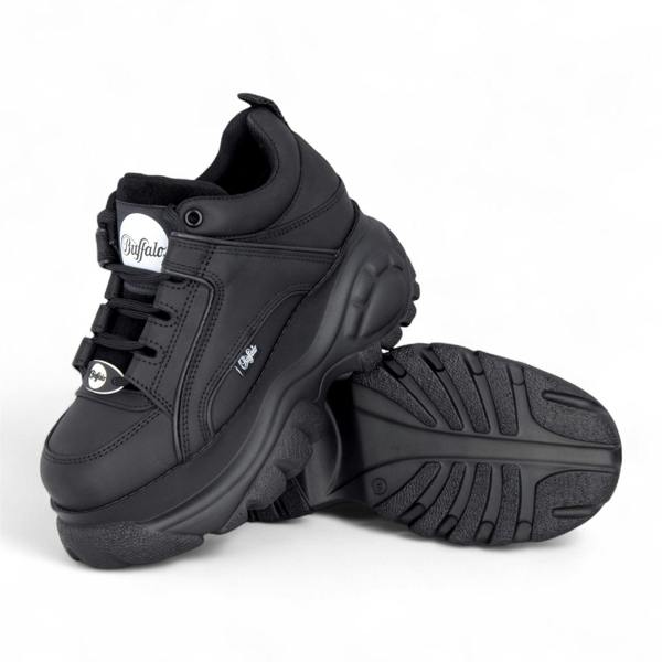 Buffalo Womens Black Leather Chunky Platform Fashion Trainers - 1339-14-2.0