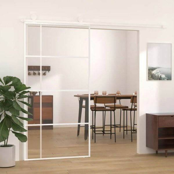 Berkfield Sliding Door ESG Glass and Aluminium 102.5x205 cm White