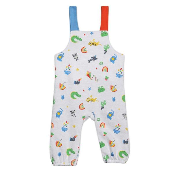 Mini Cuddles Baby Boys Animal & Rainbow Printed Dungaree Set, Multicolour