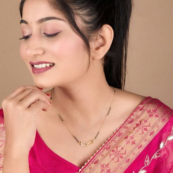 The Colourful Aura Cross Rectangle Diamond Mangalsutra Necklace