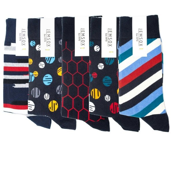 Jemsox The Wild Streak: Luxury Organic Cotton Men’s Socks (5 Pack) | One Size UK 7-11