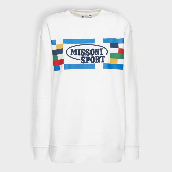Missoni Logo Cotton Sweatshirt White Multicolour