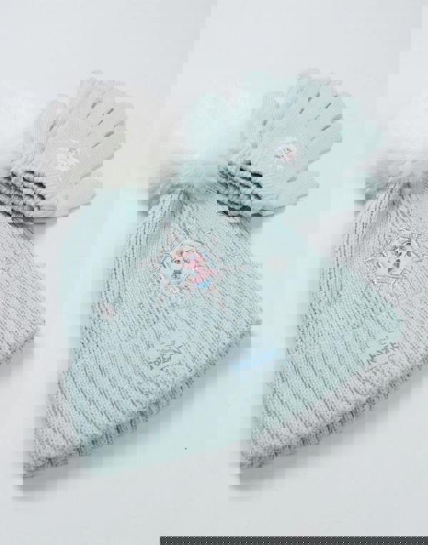 Disney Girls Blue Frozen Beanie and Gloves Set (One Size)