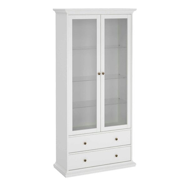 Wyld Haus Osaka Farmhouse White Wooden China Cabinet 2 Drawers 2 Doors 3 Shelves