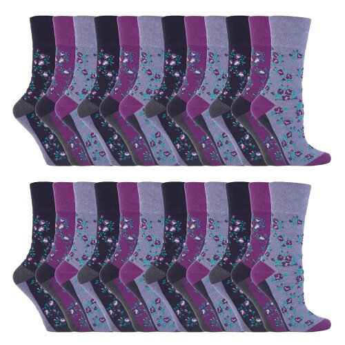 Gentle Grip 24 Pairs Ladies Cotton Rich Everyday Socks Gentle Grip Soft Top Comfort Socks - 4-8 UK - GG57
