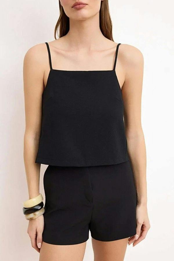 WOVCOR Back Button Detail Lined Woven Blouse