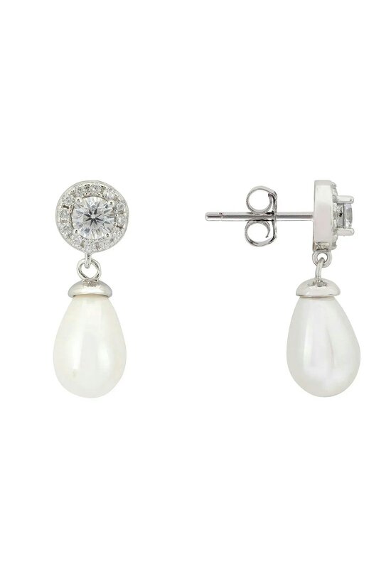 Latelita Timeless Pearl Teardrop Earrings Silver