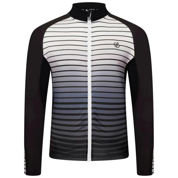 Dare 2B Mens Horizontal Stripe Mock Neck Slim Athletic Track Top - Black - 