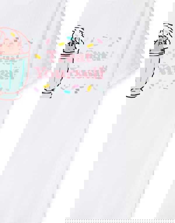 Pusheen Womens White Treat Yourself Short Sleeved T-Shirt