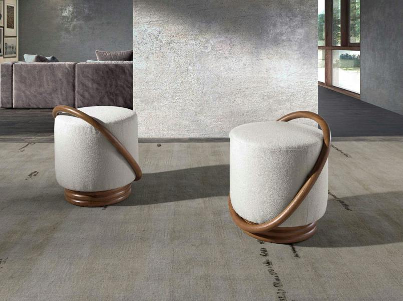 Angel Cerdá White fabric pouffe 5110