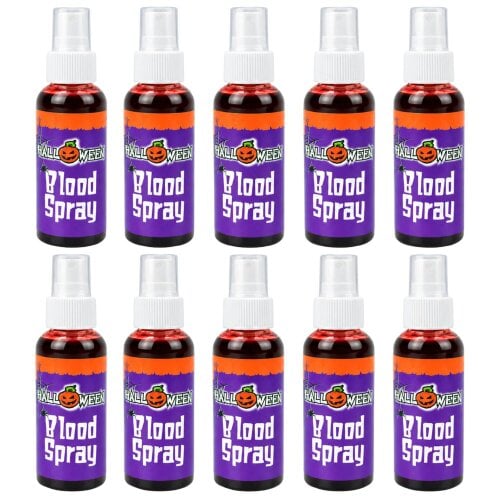 Shatchi Blood Spray 10 Pack Fake Blood Spray for Halloween Costumes, SFX and Theatrical Makeup