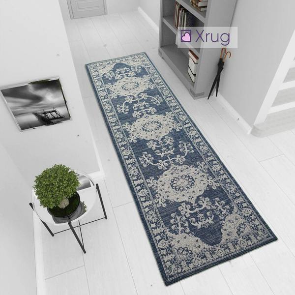 Oriental Rug Runner 100% Cotton Natural Hallway Carpet Washable Natural Woven Mat - 75x300cm