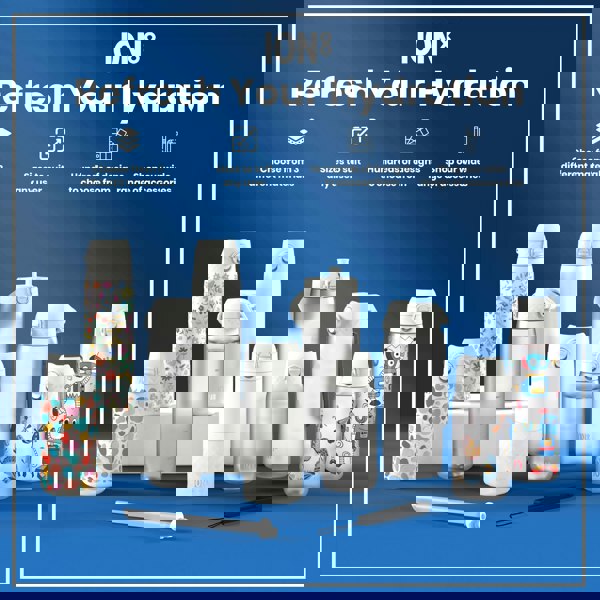 ION8 Leak Proof 1 Litre Water Bottle with Times to Drink, Recyclon, Ice, 1L