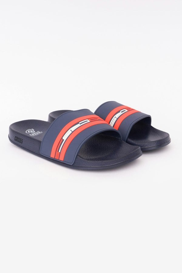 Crosshatch Mentella Sliders Navy/Red