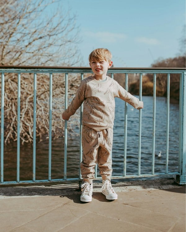 organic cotton Beige Pelican Print Joggers - image 1