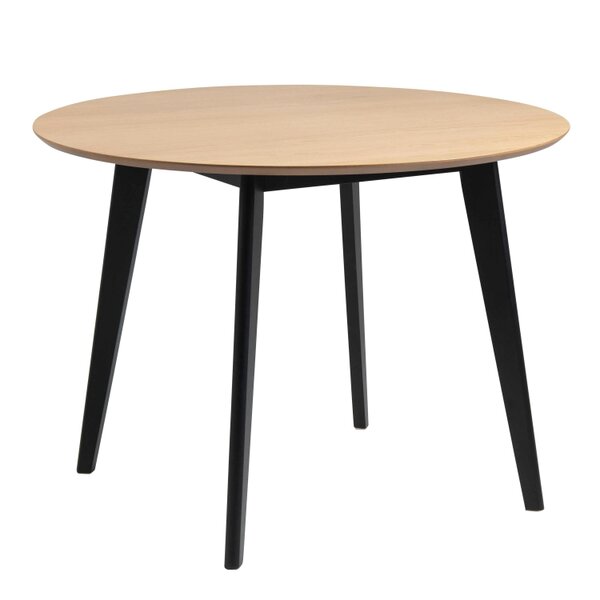 Wyld Haus Saffron Round Black and Natural Oak Veneer Dining Table