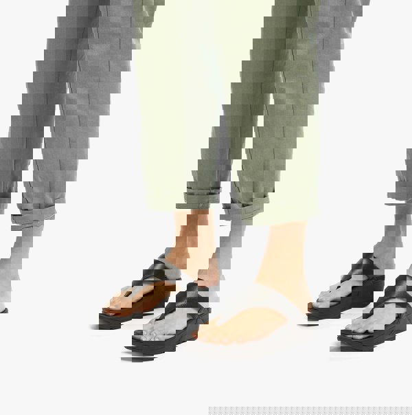 FitFlop LULU Womens Leather Toe Post Sandals Black