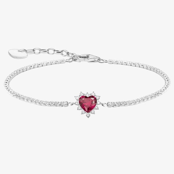 THOMAS SABO Romance Silver Ruby & Cubic Zirconia Heart Bracelet A2188-013-10-L19V